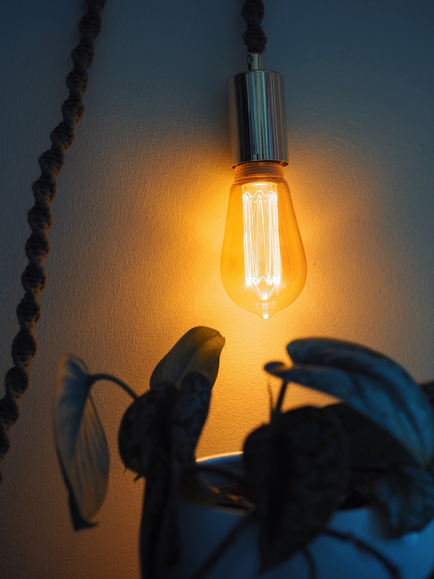 Hanging Wall Lamp with Gold Fitting and Macrame Cord | Choose your colour