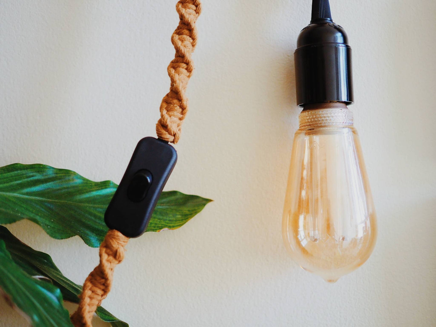 Hanging Wall Light Lamp with Macrame Cord | Choose your colour